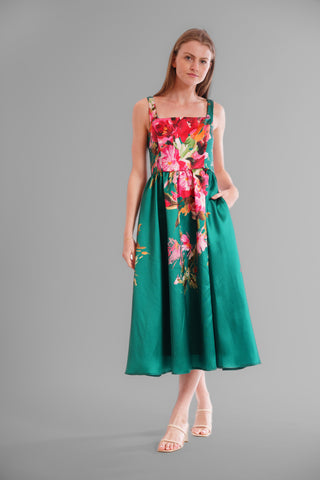 MIDI LENGTH GOWN WITH SQUARE NECKLINE