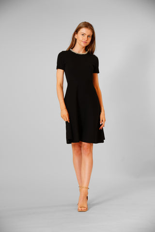 SHORT SLEEVE DRESS W/ NOVELTY TRIM