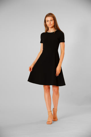 SHORT SLEEVE DRESS W/ NOVELTY TRIM