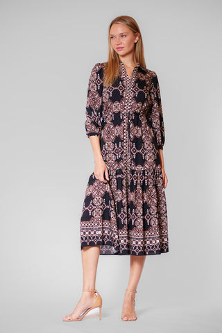 3/4 SLV MAXI SHIRTDRESS