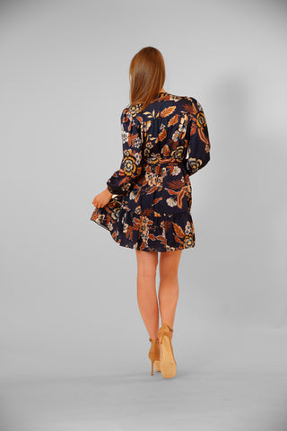 LONG SLEEVE SHORT DRESS W SELF SASH