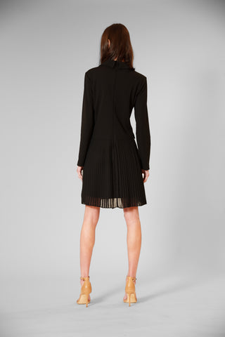 LONGSLV DOUBLE BREASTED LAPEL W CHIFFON SKIRT