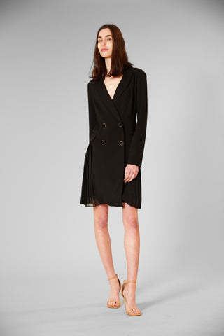LONGSLV DOUBLE BREASTED LAPEL W CHIFFON SKIRT