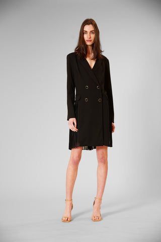 LONGSLV DOUBLE BREASTED LAPEL W CHIFFON SKIRT