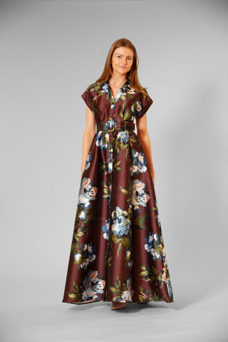 LONG LENGTH SHIRT DRESS W SELF COVERED BELT