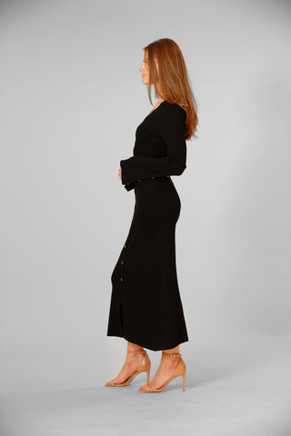long sleeve collared midi sweater dress Long Sleeve Button Front Sweater Polo Midi Dress