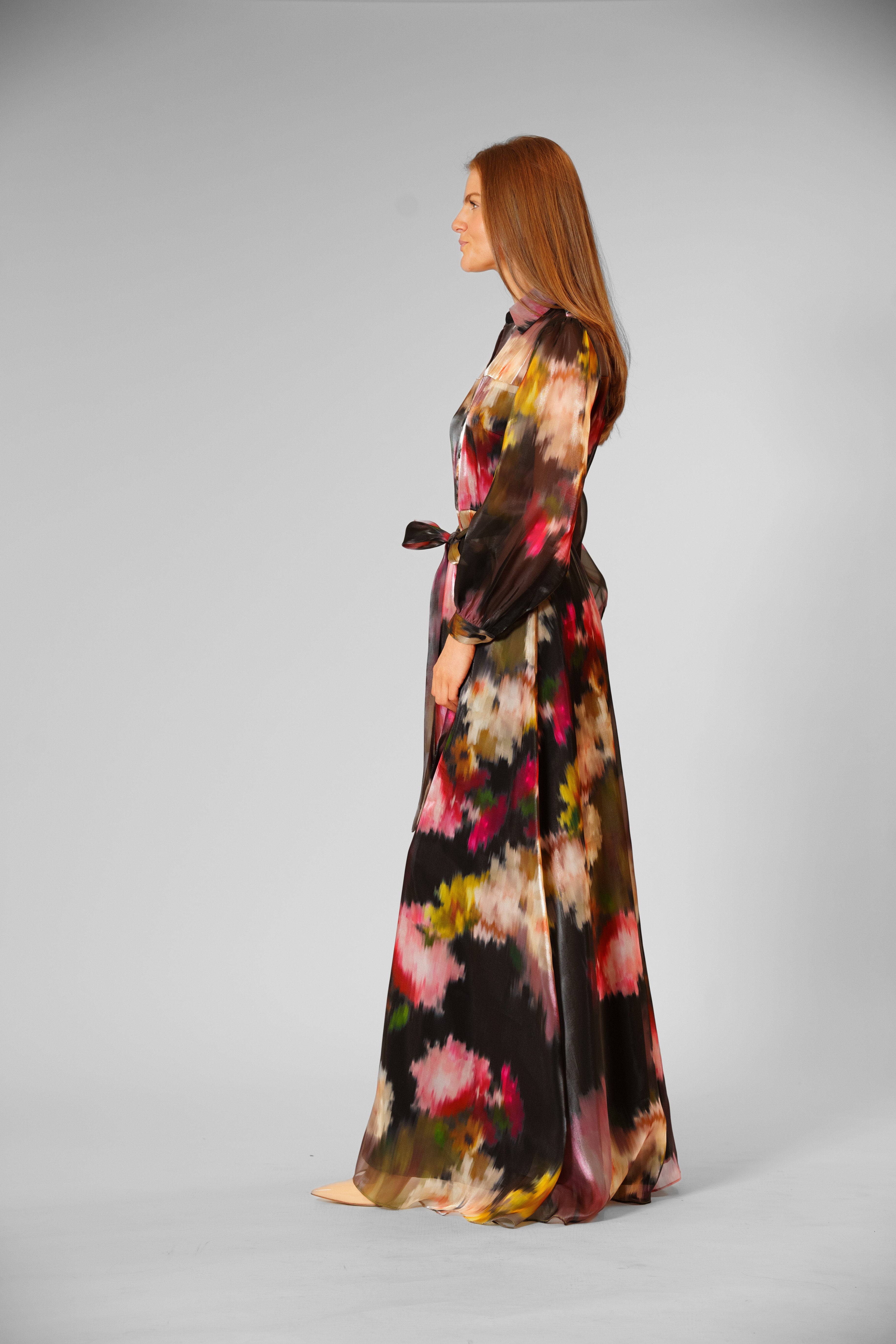 organza maxi shirt dress Julia Jordan Women's Floral-Print Maxi Shirtdress - Blue Multi