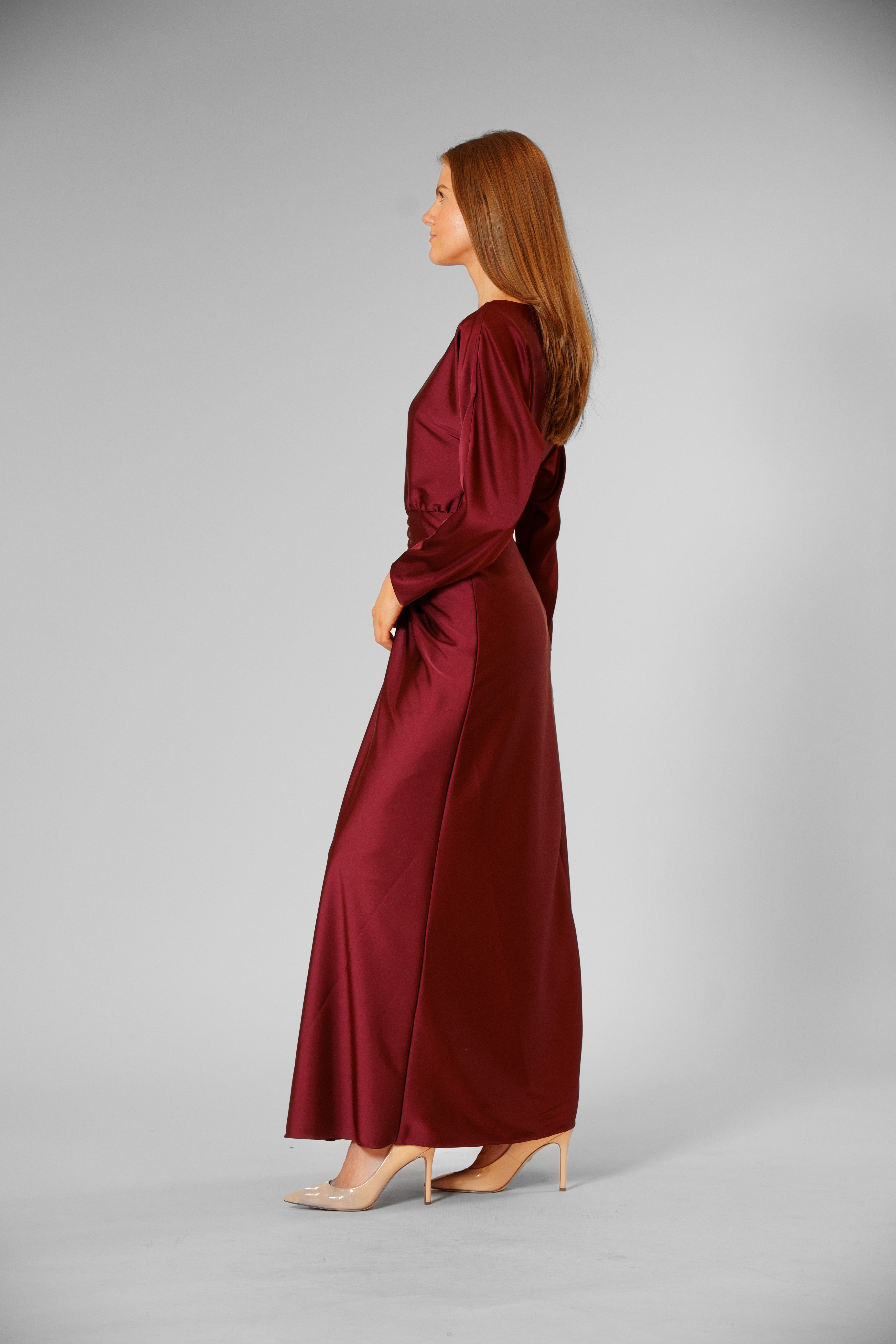 3/4 LENGTH SLV LONG DRESS W/ ROUCHING JULIA JORDAN 3/4 LENGTH SLV LONG DRESS W/ ROUCHING JULIA JORDAN