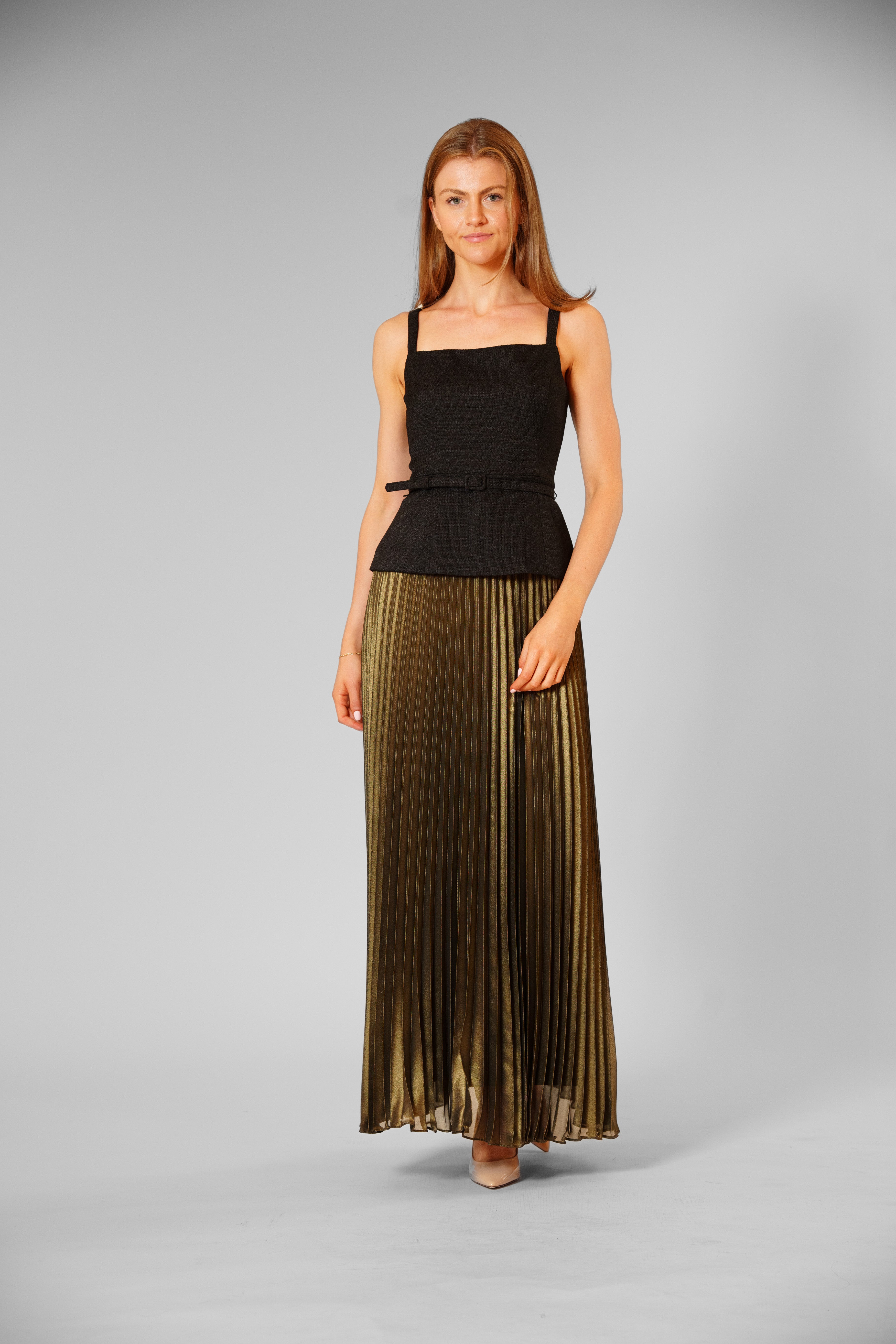 mixed media pleated dress English Factory