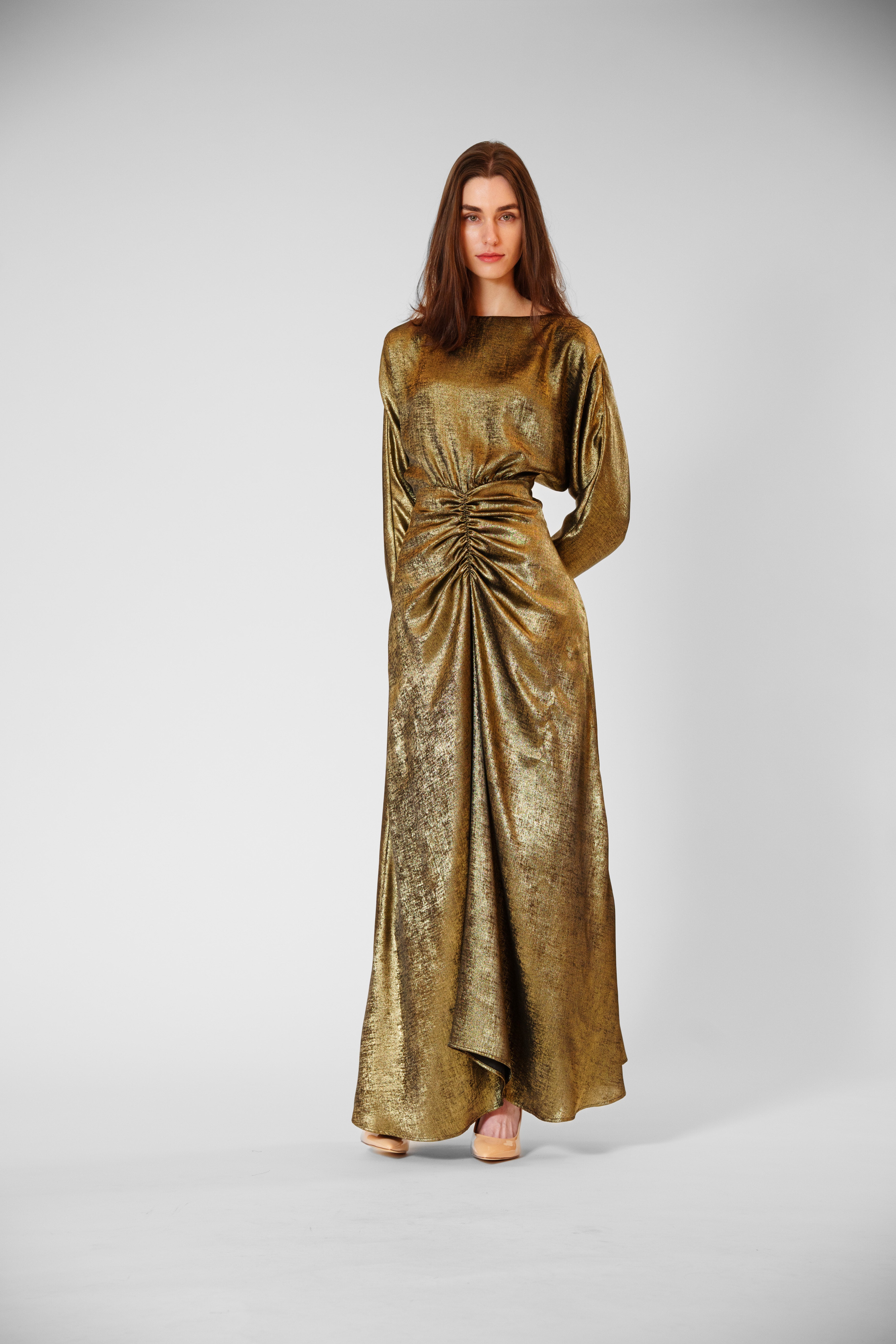 LONG LENGTH SLV LONG DRESS W/ ROUCHING JULIA JORDAN LONG LENGTH SLV LONG DRESS W/ ROUCHING JULIA JORDAN
