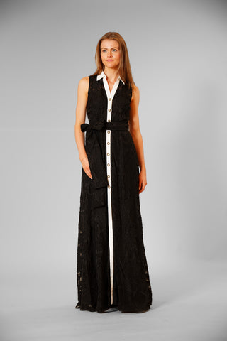 SLVLESS SHIRT DRESS W SELF SASH