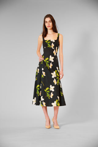 SLVLESS COTTON MIDI DRESS W/ SQUARE NECK