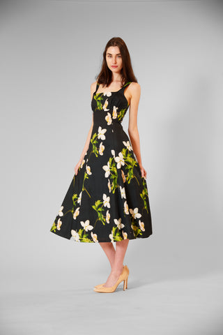 SLVLESS COTTON MIDI DRESS W/ SQUARE NECK