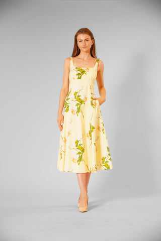 SLVLESS COTTON MIDI DRESS W/ SQUARE NECK