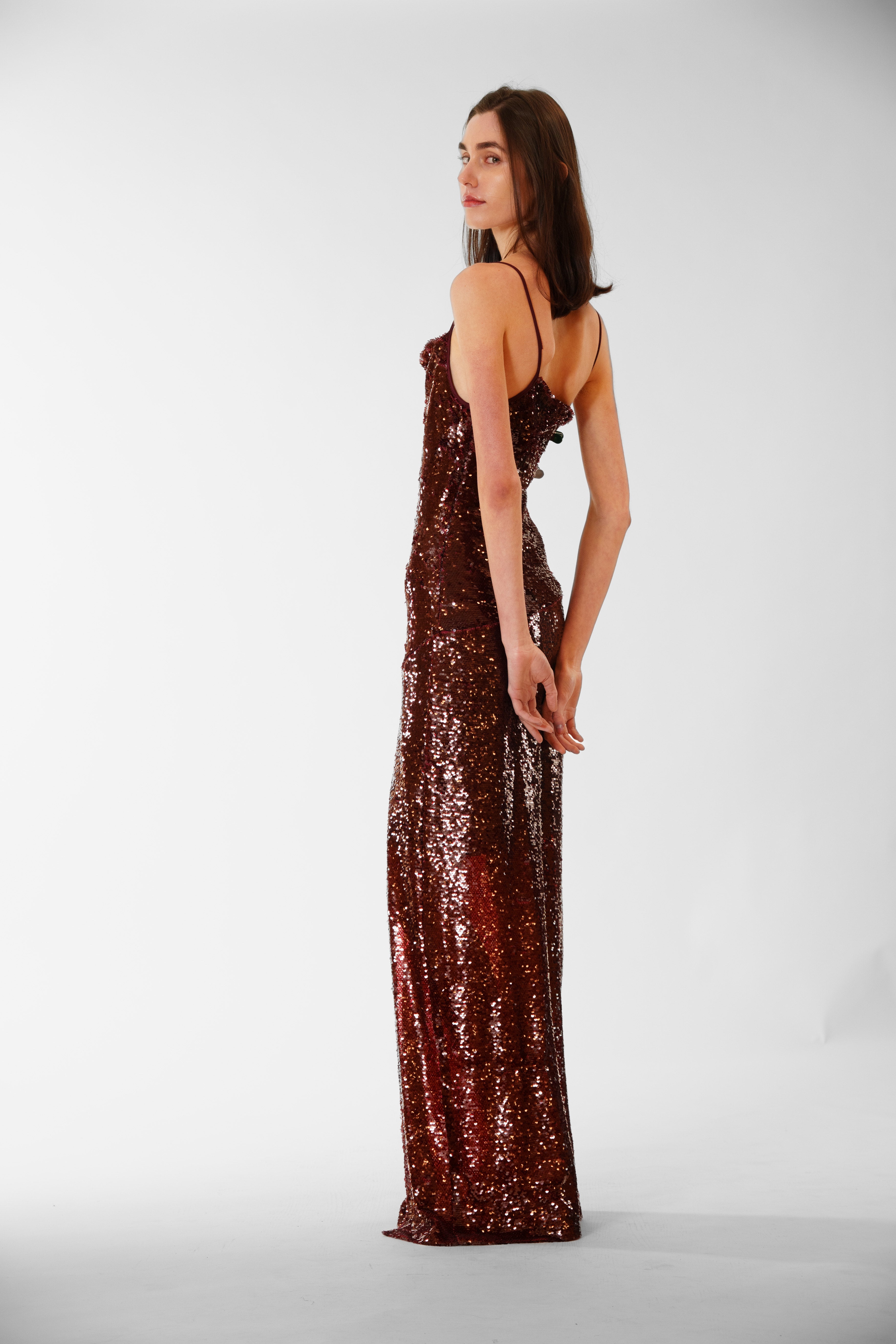 julia jordan rainbow sequin dress Twist Neck Sequin High-Low Dress (Women)