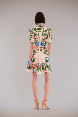 BALLOON SLV COLLARED BUTTON UP SHIRT DRESS