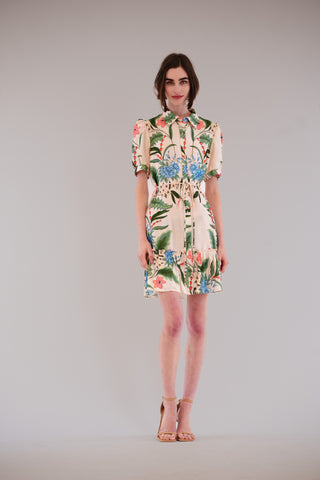 BALLOON SLV COLLARED BUTTON UP SHIRT DRESS