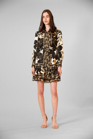 LONG SLEEVE COLLARED BUTTON UP SHIRT DRESS