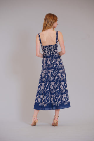 SLVLESS COTTON MIDI DRESS W/ SQUARE NECK