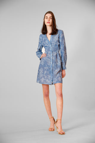 LONG SLV FAUX DENIM SHORT SHIRTDRESS