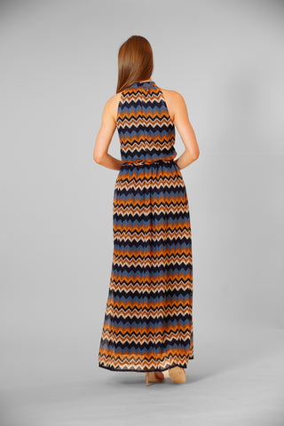 crochet knit mock neck 3 tier maxi