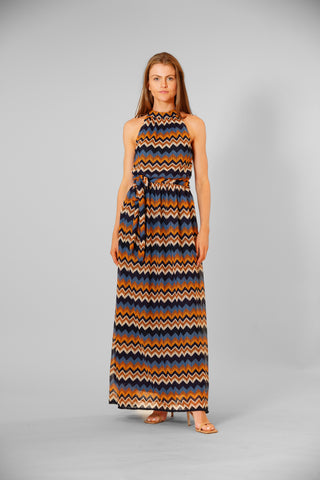 crochet knit mock neck 3 tier maxi