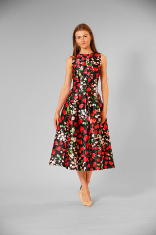 sleeveless scoop neck floral midi dress