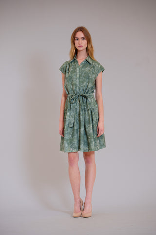 CAP SLV SHORT DRESS W TIE WAIST