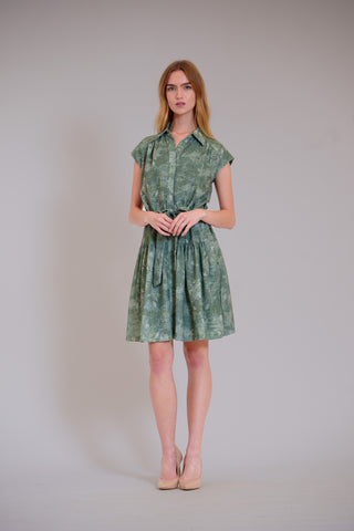 CAP SLV SHORT DRESS W TIE WAIST