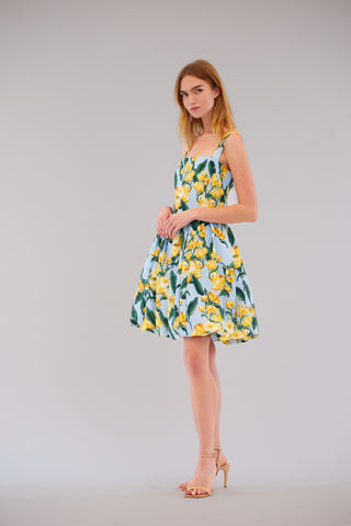 SLVLESS SQUARE NECK W BUBBLE SHORTDRESS