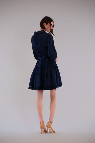 POPLIN SHORT DRESS W WAIST TIE