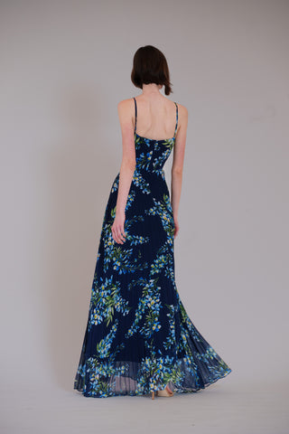 LONG GOWN WITH PLEATED SKIRT