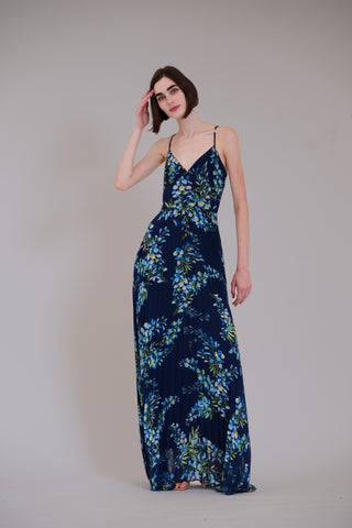 LONG GOWN WITH PLEATED SKIRT