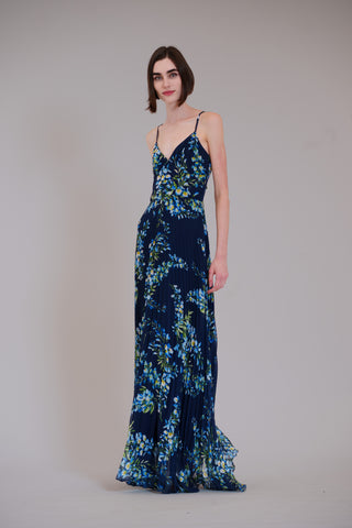 LONG GOWN WITH PLEATED SKIRT