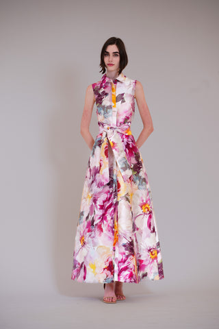 SLVLESS COLLARED SHIRTDRESS GOWN