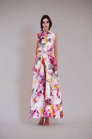 SLVLESS COLLARED SHIRTDRESS GOWN