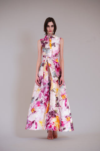 SLVLESS COLLARED SHIRTDRESS GOWN