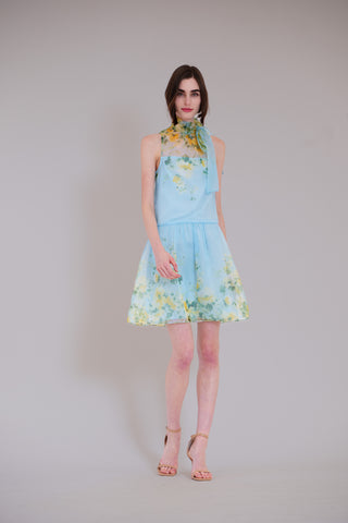 SHORT DROP WAIST COCKTAIL DRESS W NECK TIE