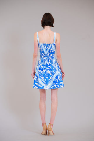 SHORT DRESS WITH TIERED SKIRT AND DRAWSTRING