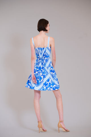 SHORT DRESS WITH TIERED SKIRT AND DRAWSTRING