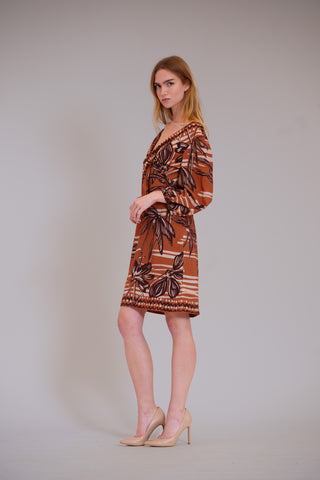 LONG SLV V-NECK SHORT DRESS