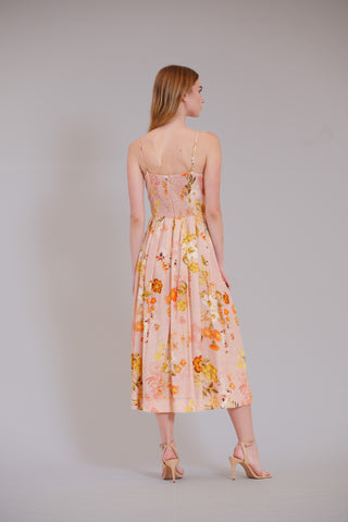 SLVLESS SWEETHEART EMPIRE PRINTED MIDI DRESS