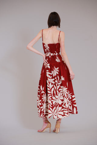 SLVLESS DROPPED WAIST LONG DRESS W SELF SASH