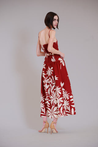 SLVLESS DROPPED WAIST LONG DRESS W SELF SASH