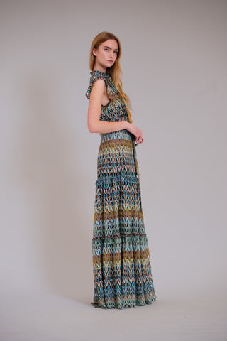 SLVLESS MAXI DRESS W SELF SASH