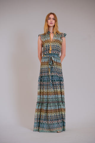 SLVLESS MAXI DRESS W SELF SASH