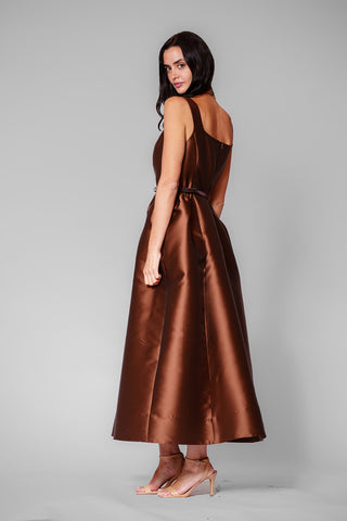 SLVLESS SQUARE NECK MIDI DRESS W VELVET BELT