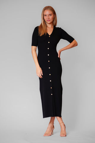 SWEATER SHORT SLV COLLARED MIDI LENGTH