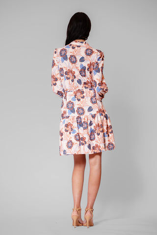 LONG SLV SHORT DRESS W RUFFLE NECKLINE