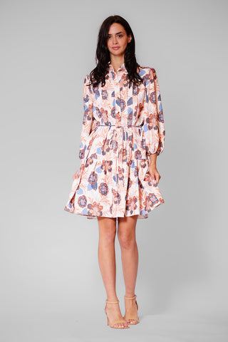 LONG SLV SHORT DRESS W RUFFLE NECKLINE